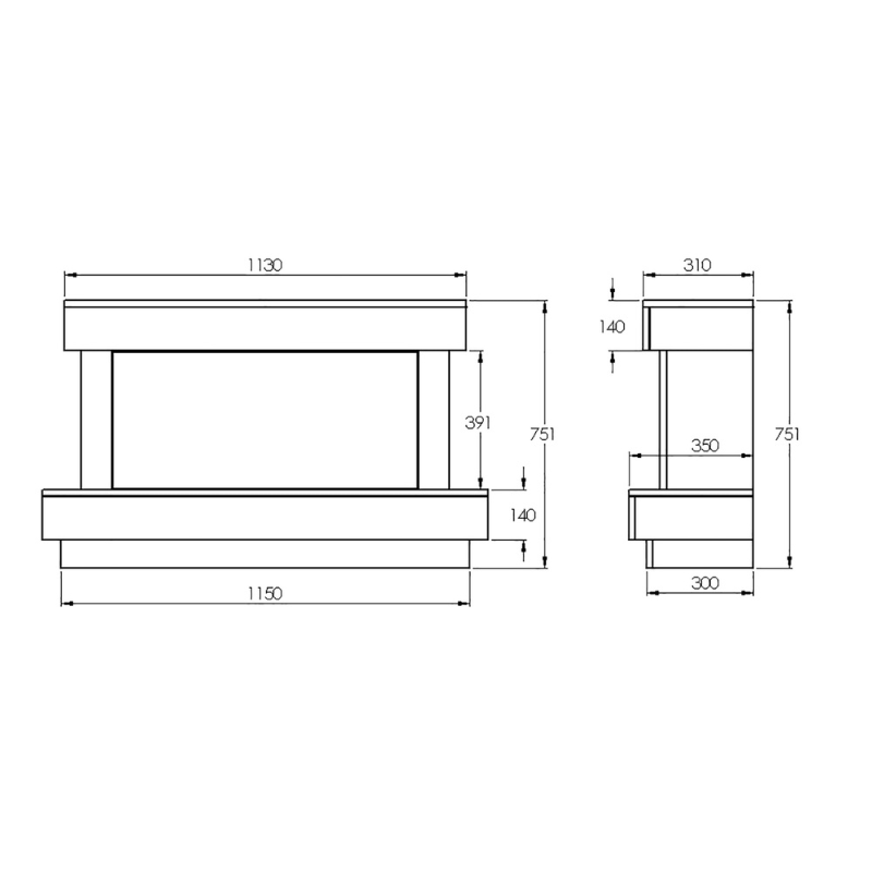 Suncrest Bourne 49 Inch Electric Fireplace Suite - BOU1025