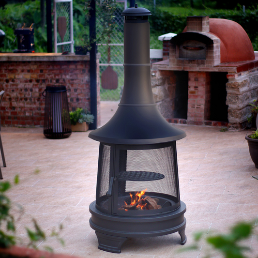 Alpine Outdoor Chiminea Wood Burning Cooking Pit