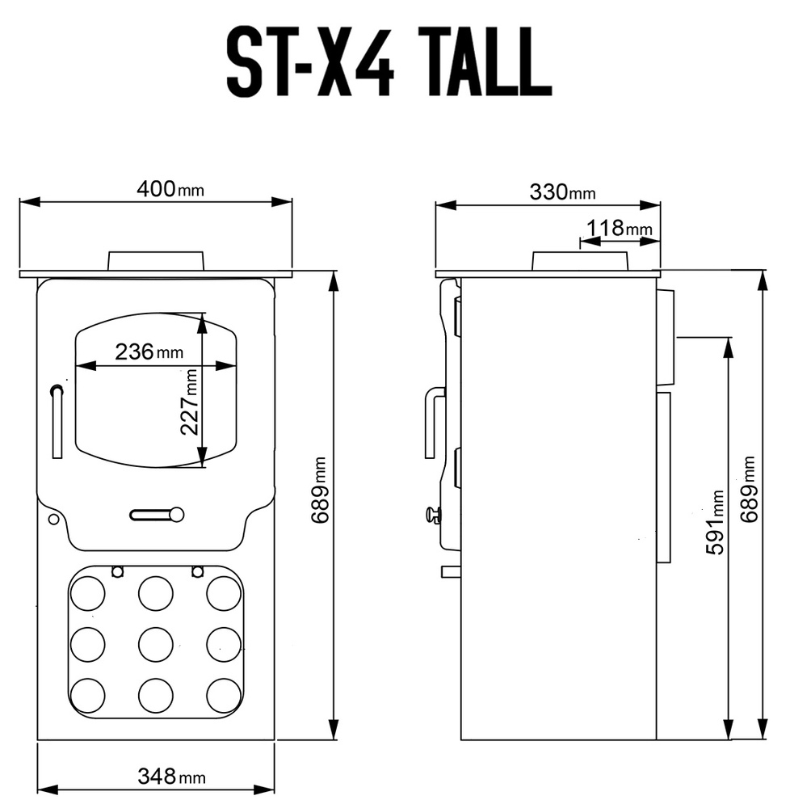 Saltfire ST-X4 Tall Multi-Fuel / Wood Burning Stove